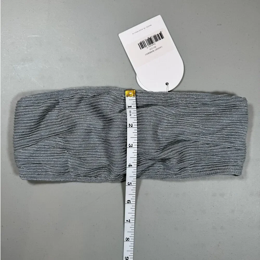 NWT RUMER The Label 3 Piece Bikini Set Gray Ribbed Fabric Size Small